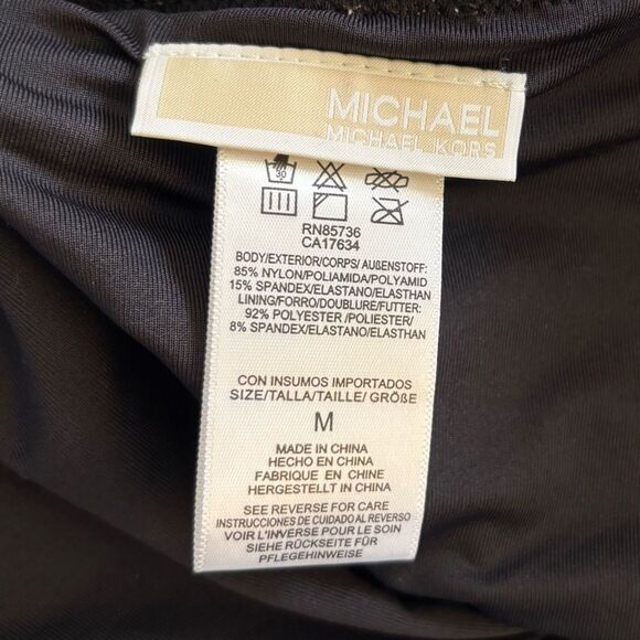 Michael Kors Pleated Swim Skirt Logo Elastic Waist Black White Medium NEW $94 - Picture 9 of 12